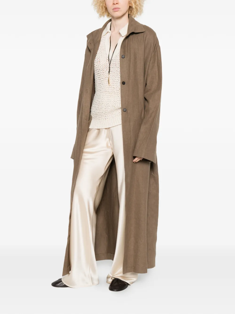  Ruohan Elm Penrhyn Collared Coat - Brown 