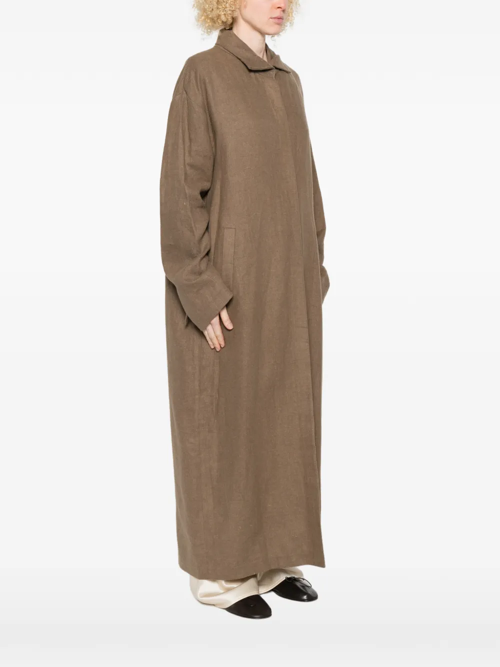  Ruohan Elm Penrhyn Collared Coat - Brown 