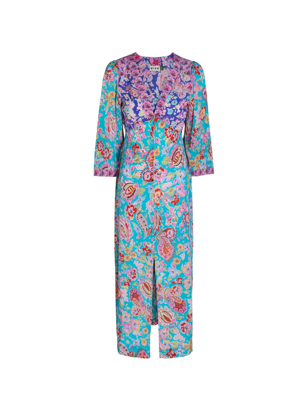 Rixo Dahlia floral-print silk midi dress - Blu