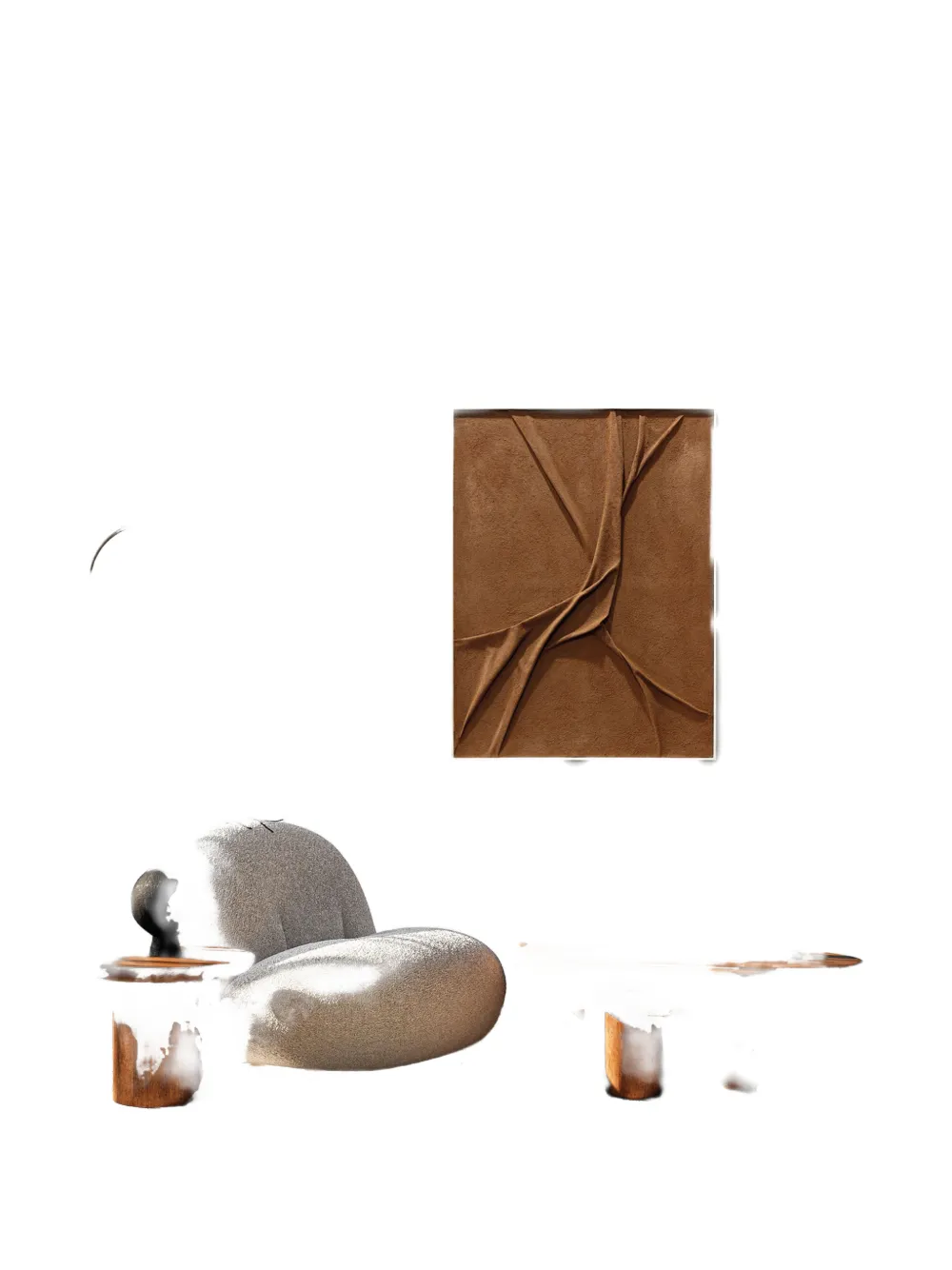 AGAVE QUADRI Leather painting in wooden frame - Marrone