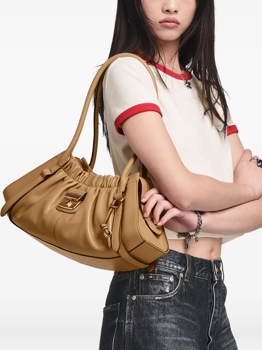 Marc Jacobs The Cristina leren schoudertas Beige
