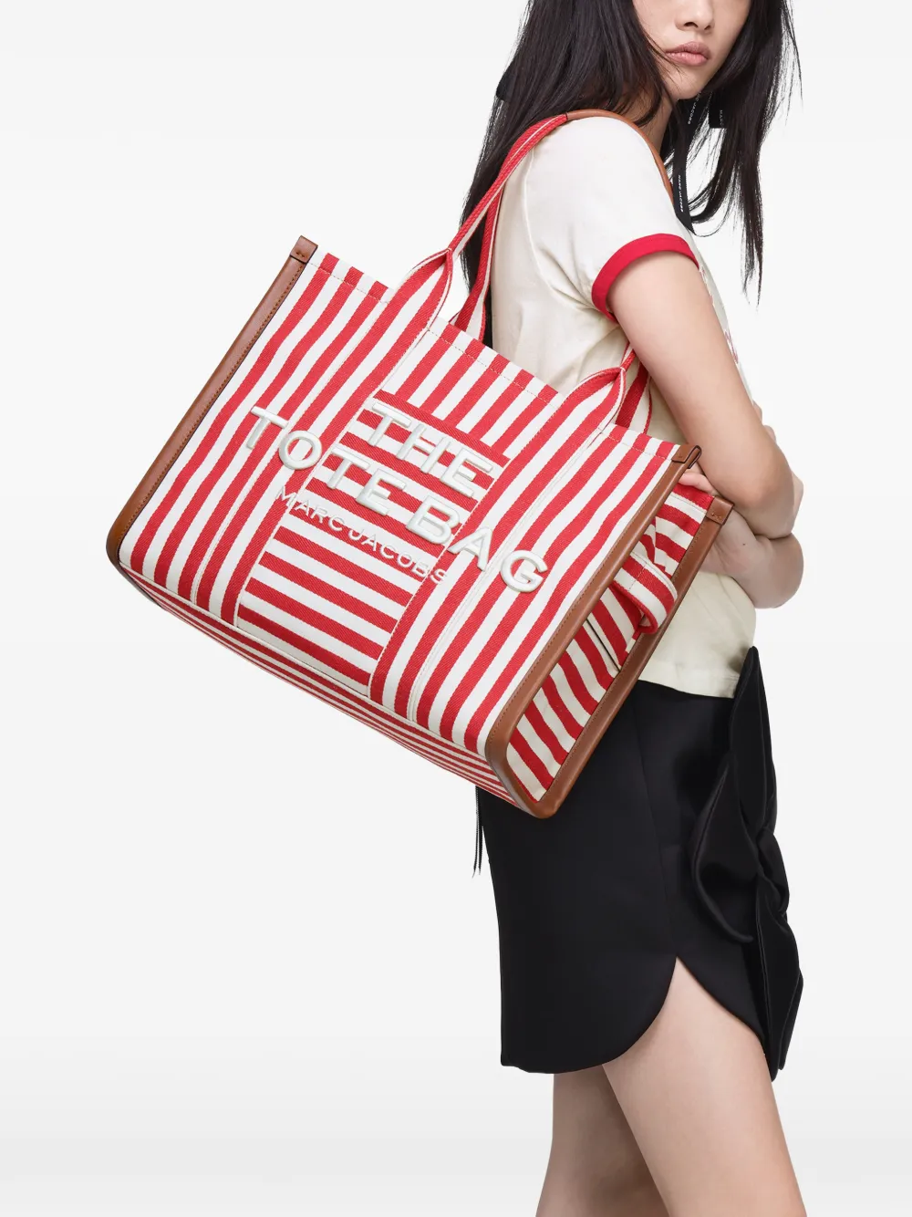 Marc Jacobs The Shopper grote gestreepte shopper Rood