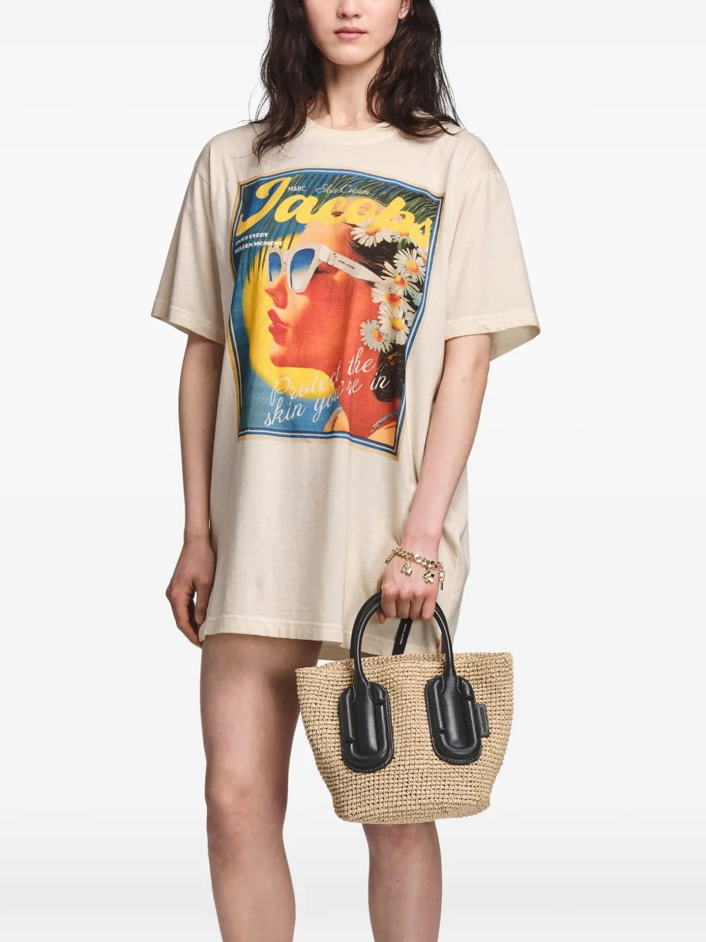 Marc Jacobs Kleine Babe geweven shopper Beige