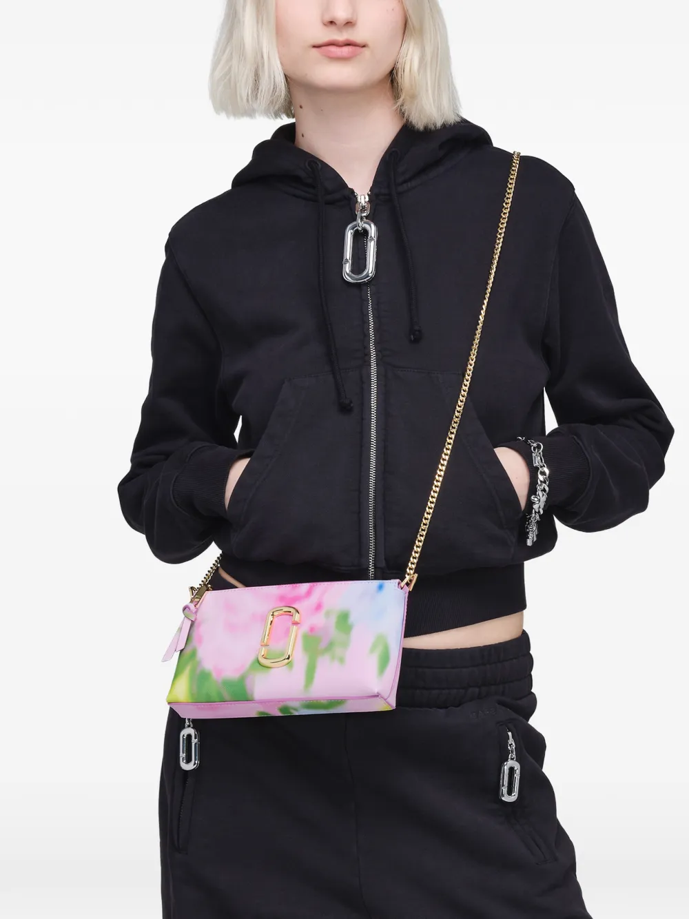 Marc Jacobs The Blured Floral Snapshot verstelbare schoudertas met bloemenprint Roze