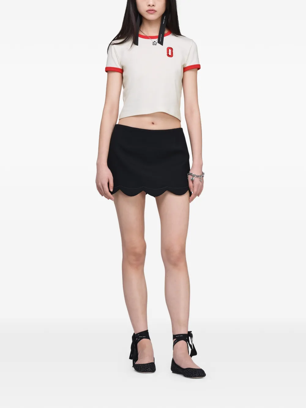 Marc Jacobs Mini-rok met geborduurde madelief Zwart