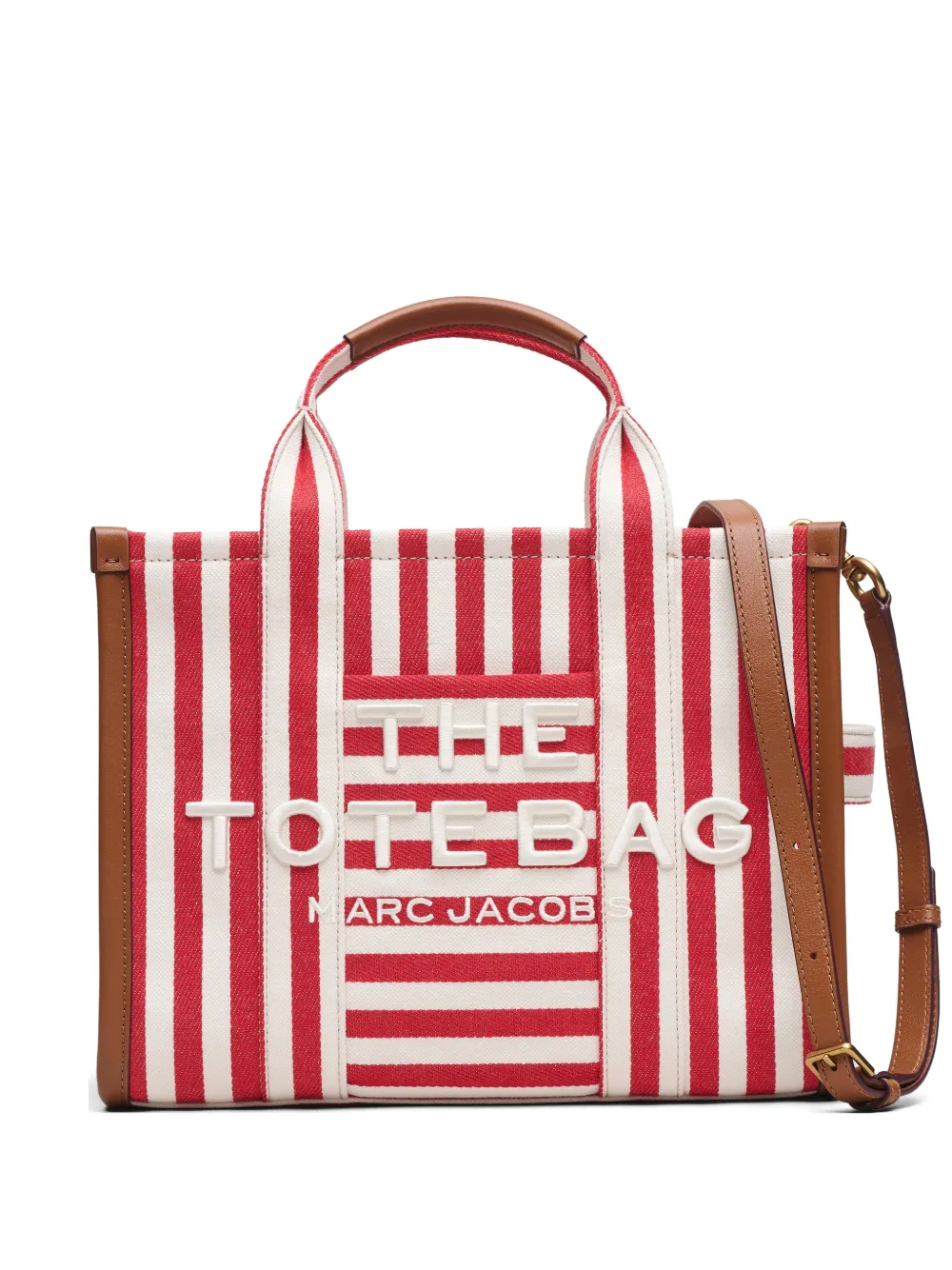 Marc Jacobs medium The Tote Bag striped canvas tote bag - Rosso