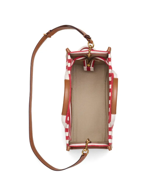 Marc Jacobs ザ ストライプ キャンバス ハンドバッグ M | レッド 