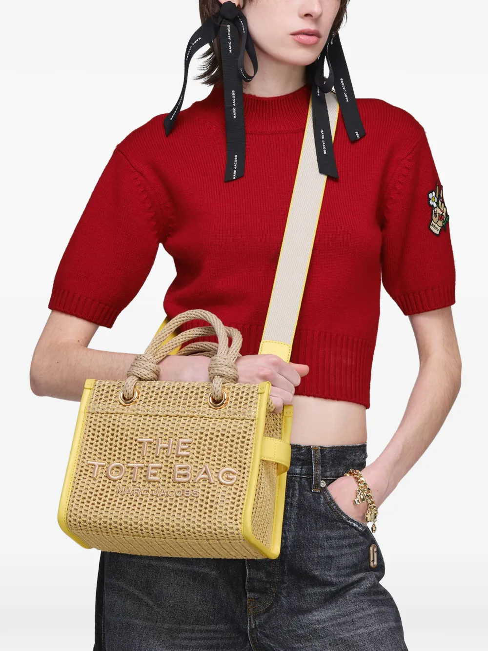 Marc Jacobs Kleine The Woven shopper Beige