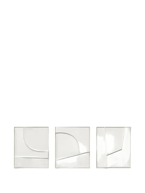 AGAVE QUADRI Groove 3-set paintings in wooden frame