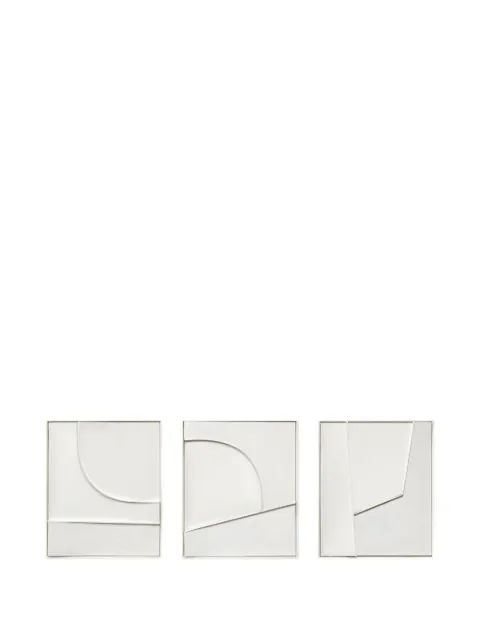 AGAVE QUADRI Groove 3-set paintings in wooden frame