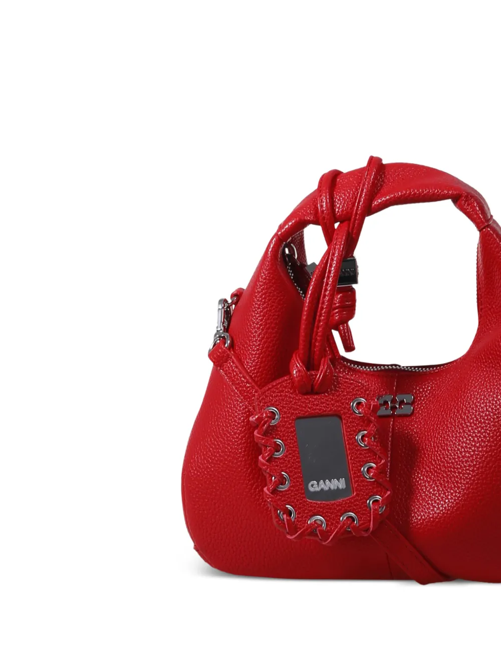 GANNI Mini Hobo shopper met kanten detail Rood