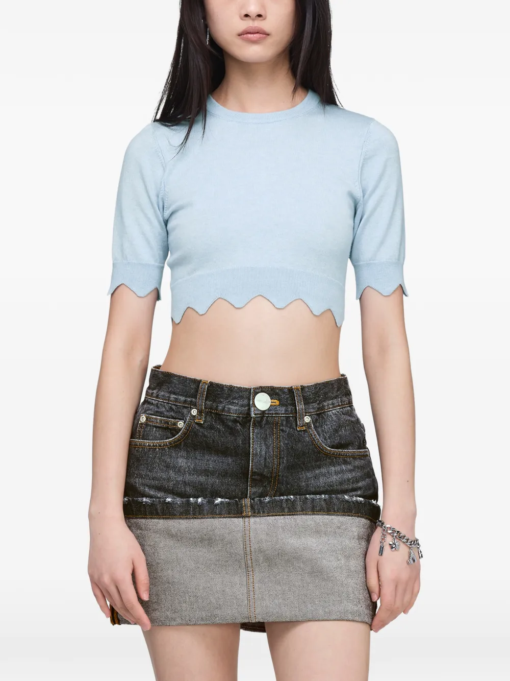 Marc Jacobs Daisy gewelfde cropped trui Blauw