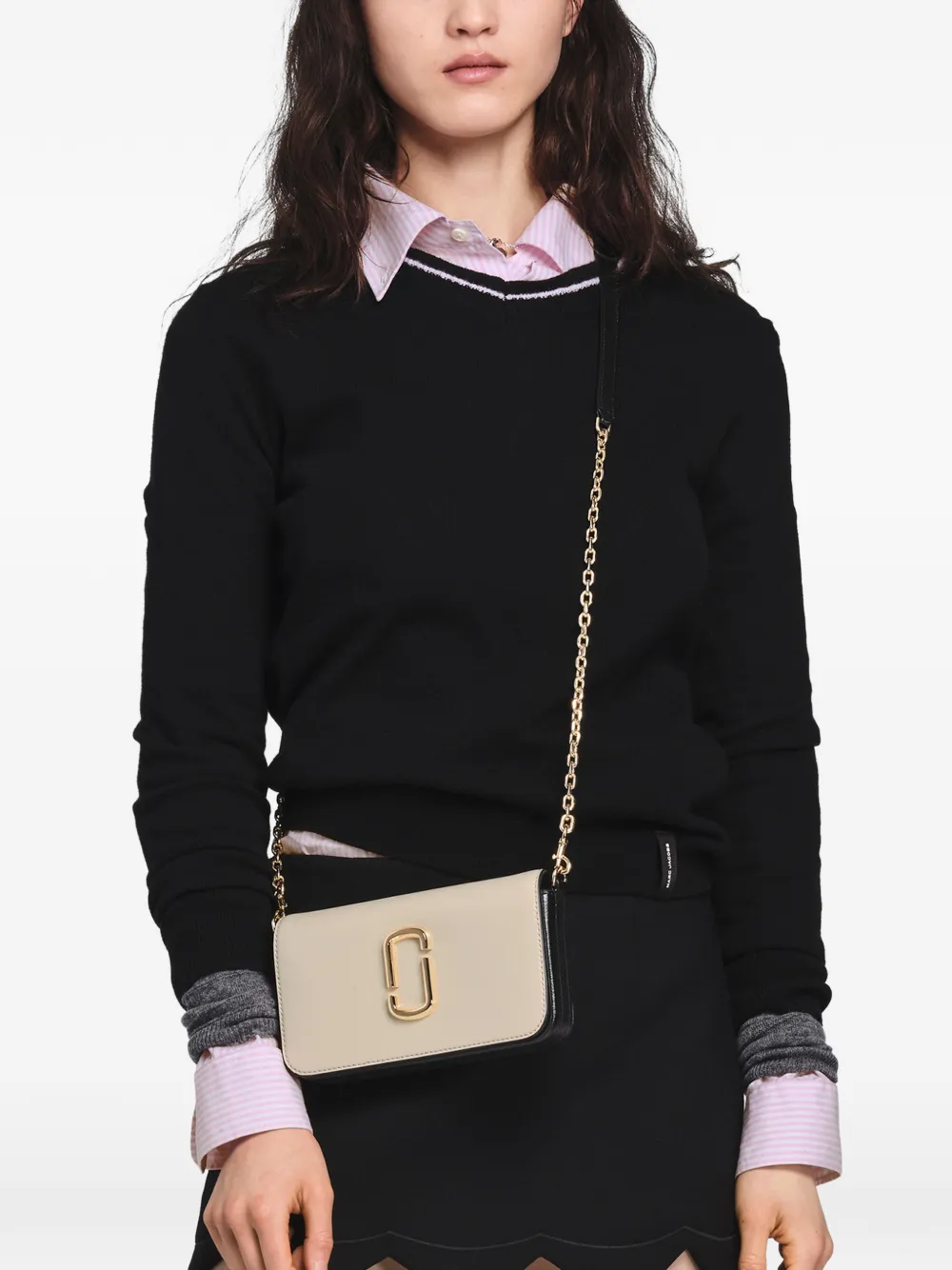 Marc Jacobs The Snapshot J-Marc portemonnee met ketting Beige
