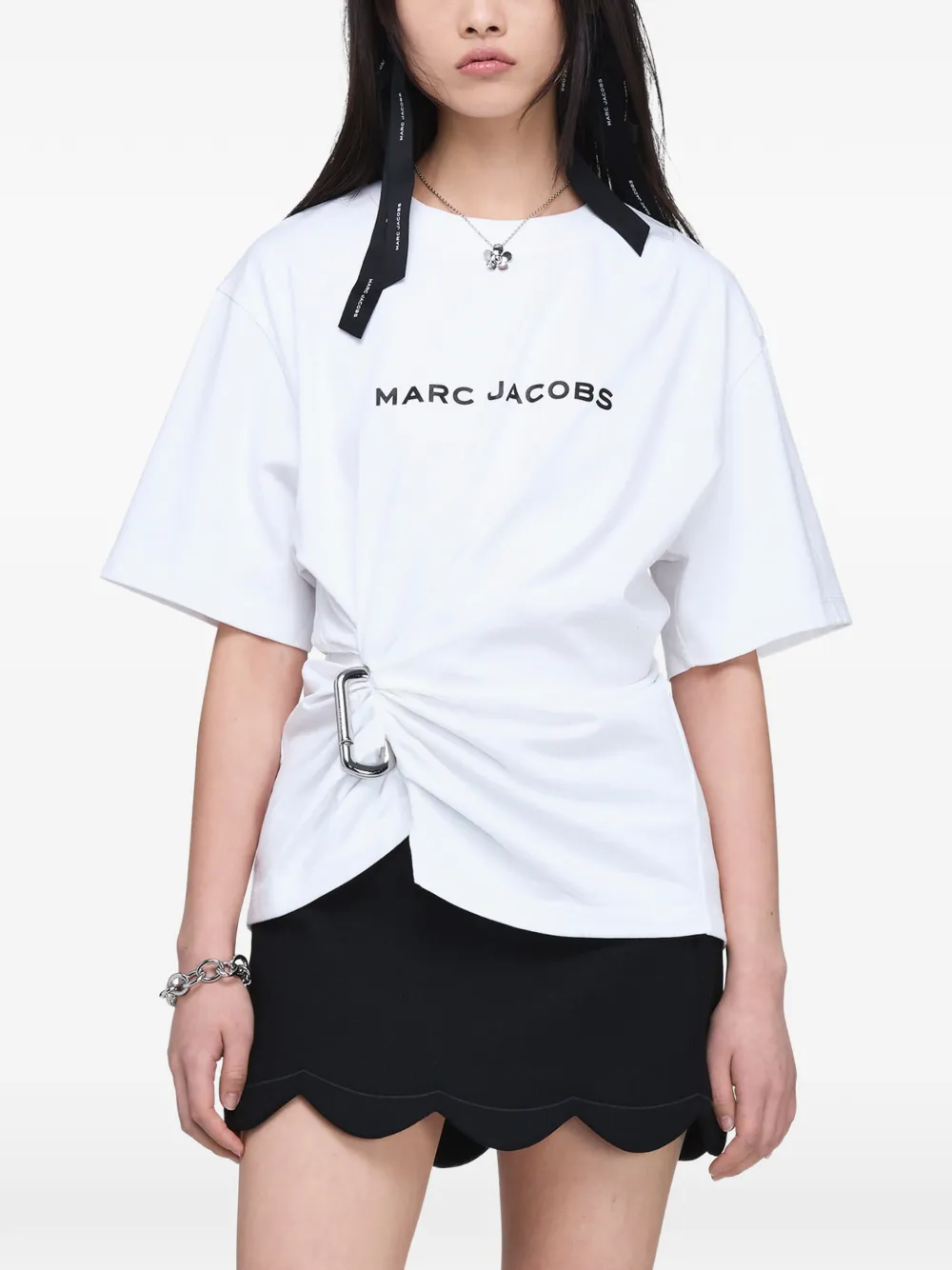 Marc Jacobs Pop J Marc gedrapeerd boxy T-shirt met logo Wit