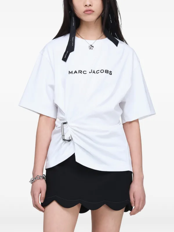 Marc Jacobs Pop J Marc Logo Drape Boxy Tee | White | FARFETCH