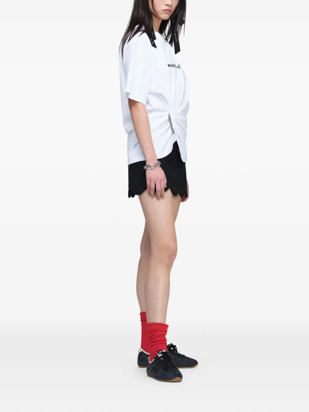 Marc Jacobs Pop J Marc gedrapeerd boxy T-shirt met logo Wit
