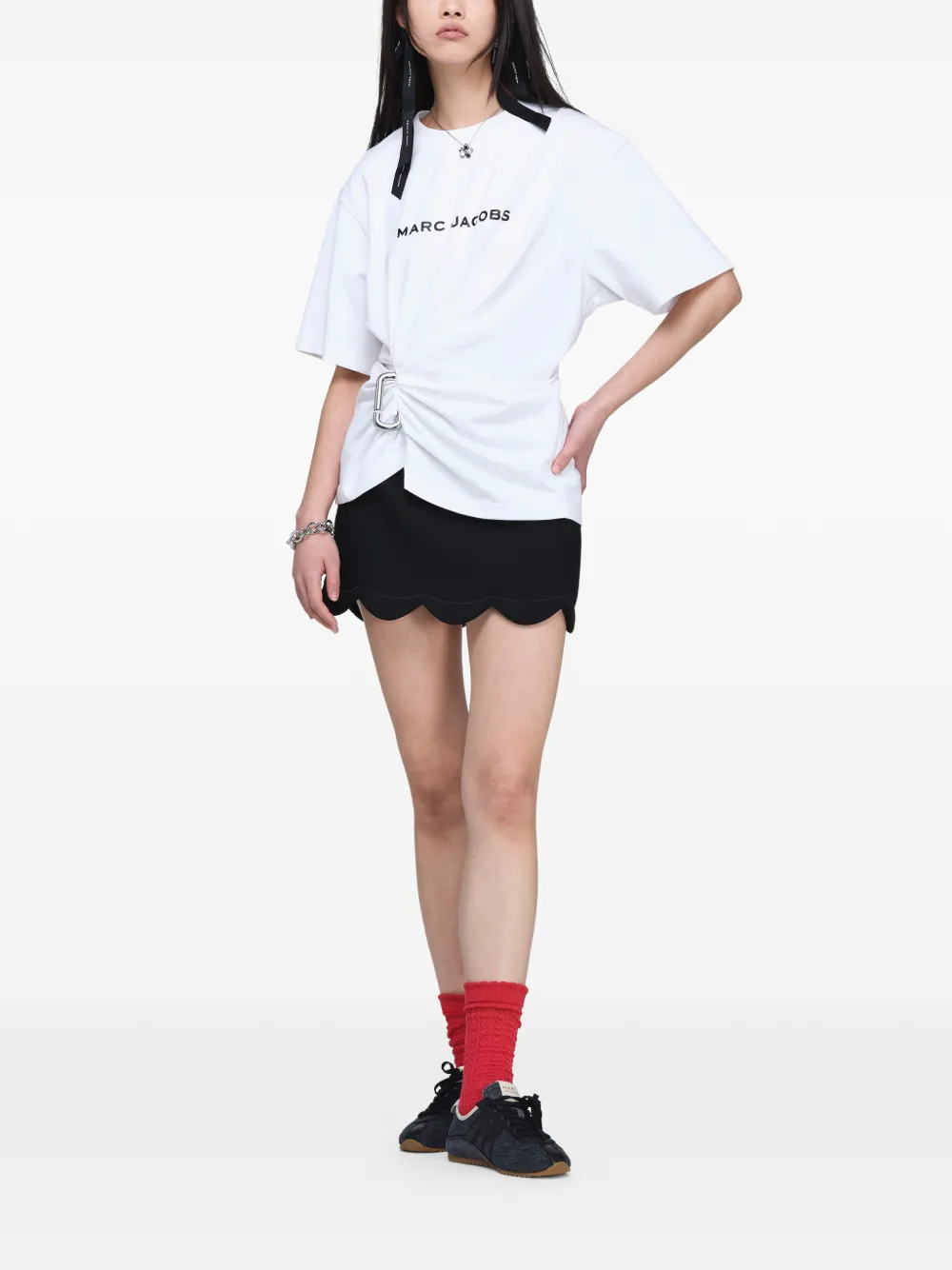 Marc Jacobs Pop J Marc gedrapeerd boxy T-shirt met logo Wit