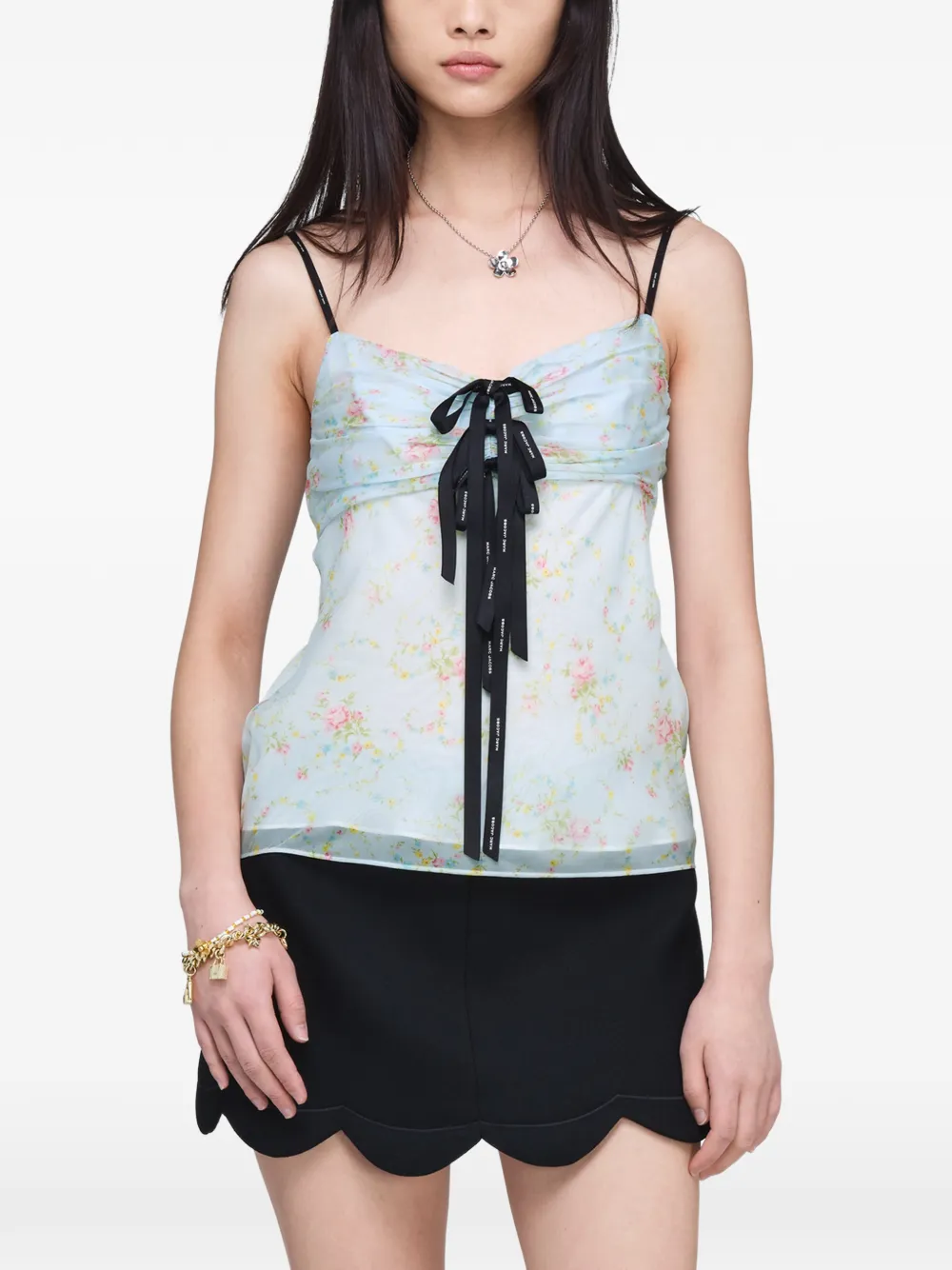 Marc Jacobs Top met bloemenprint en strik Blauw