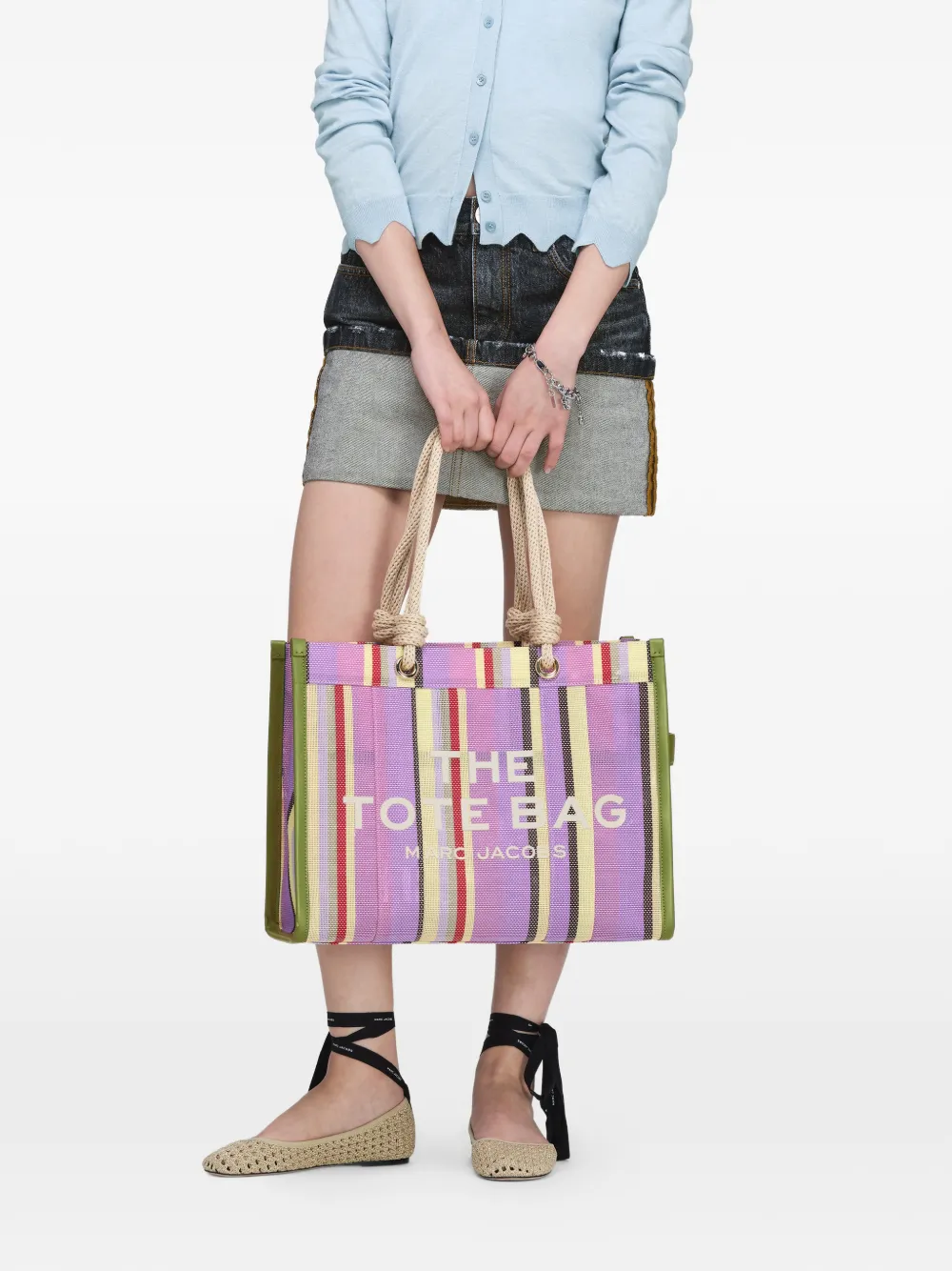 Marc Jacobs Grote The Stripe mesh shopper Paars
