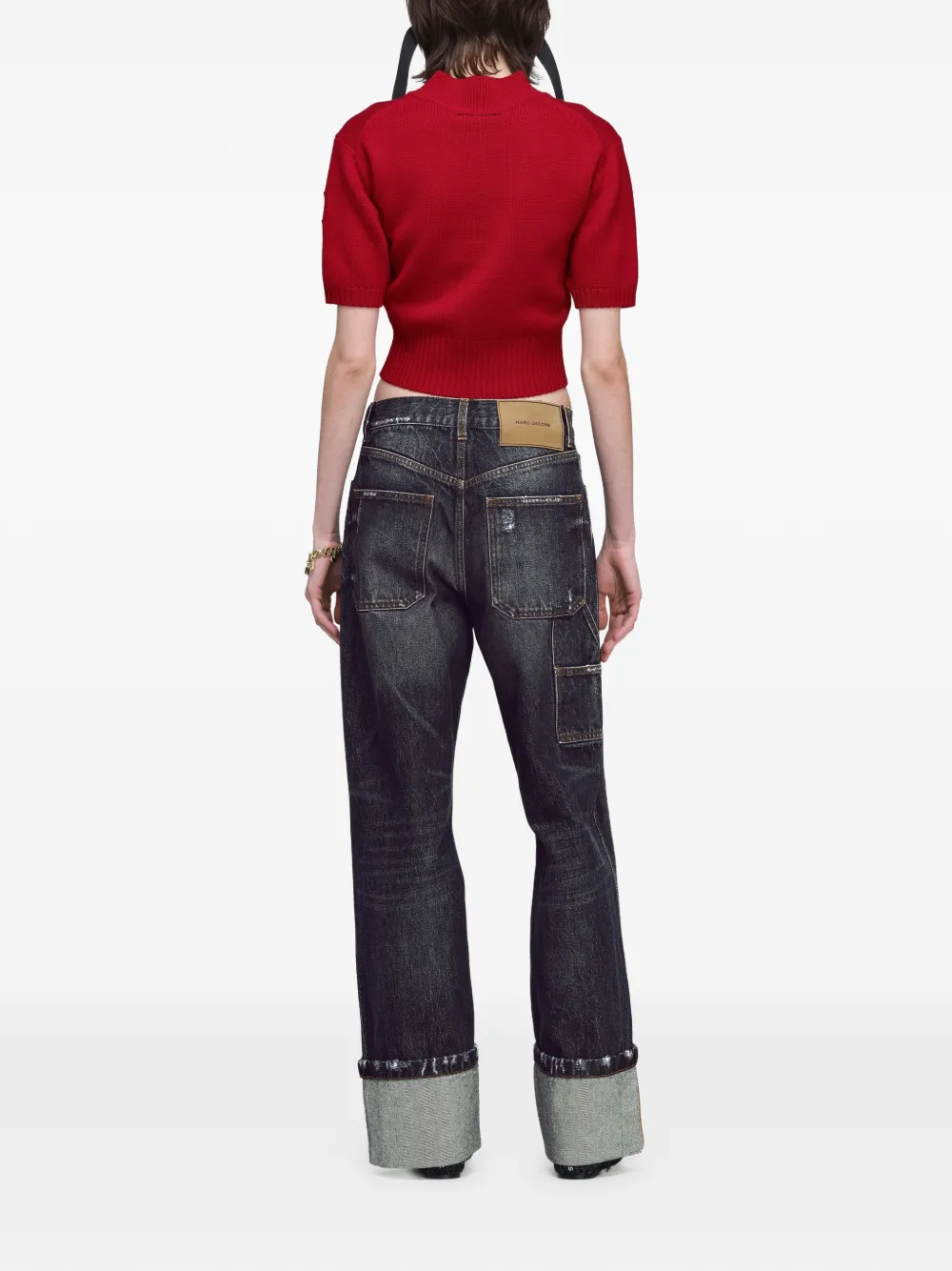 Marc Jacobs Cropped trui met opstaande hals en patch Rood