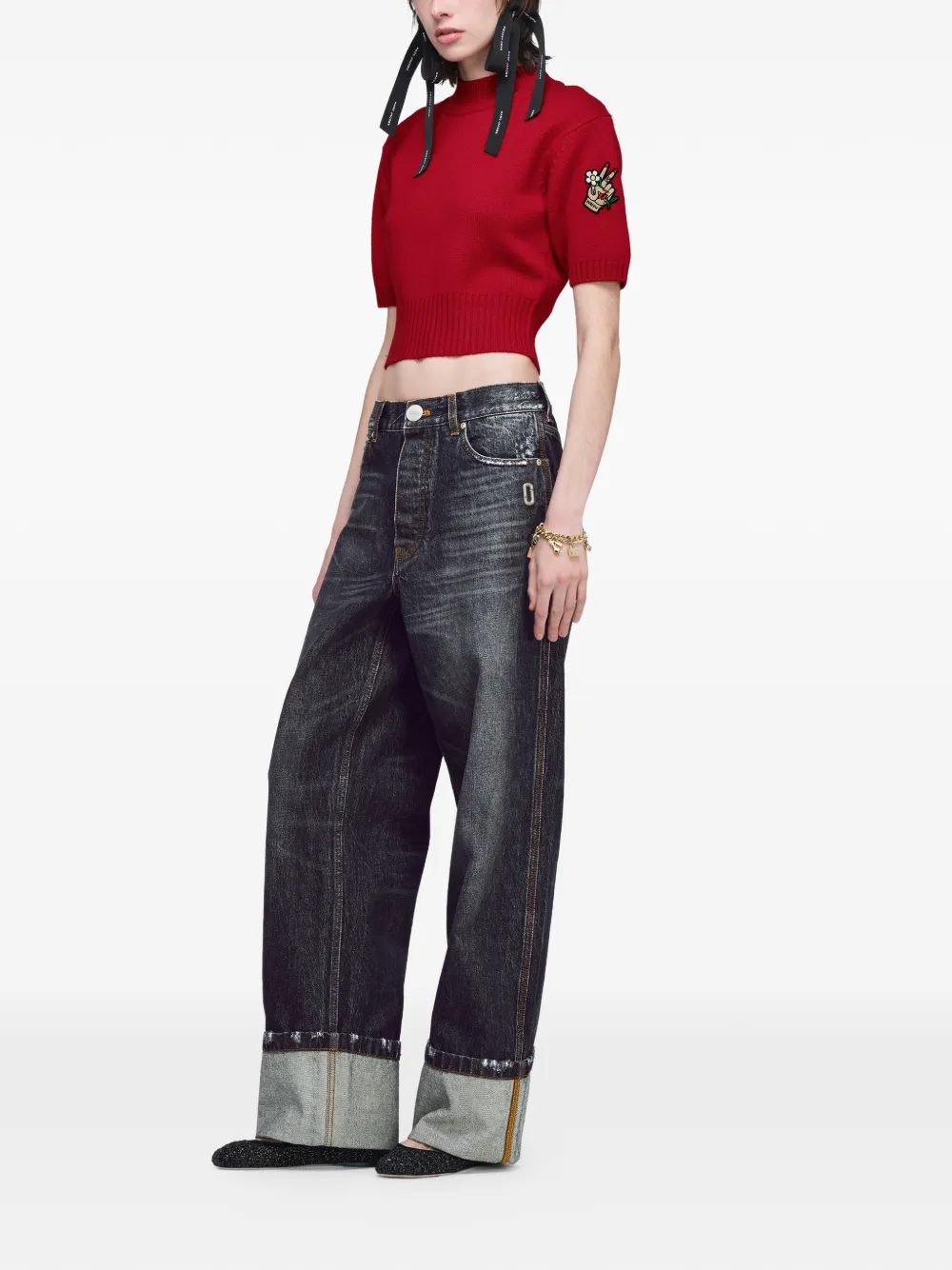 Marc Jacobs Cropped trui met opstaande hals en patch Rood