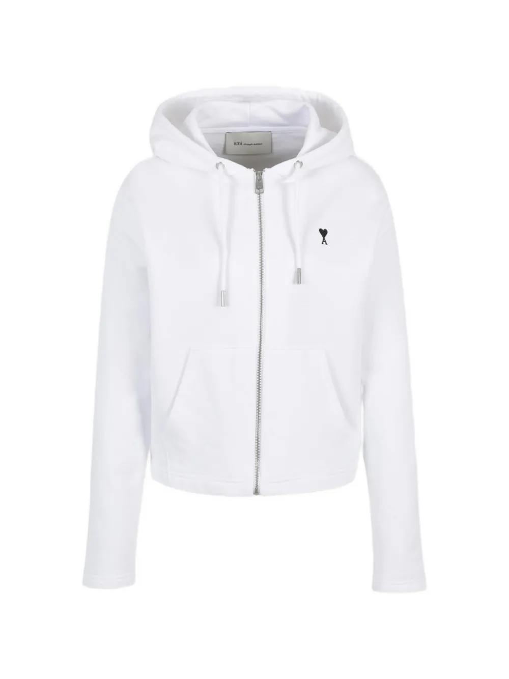 AMI Paris Ami de Coeur zip embroidered hoodie - White