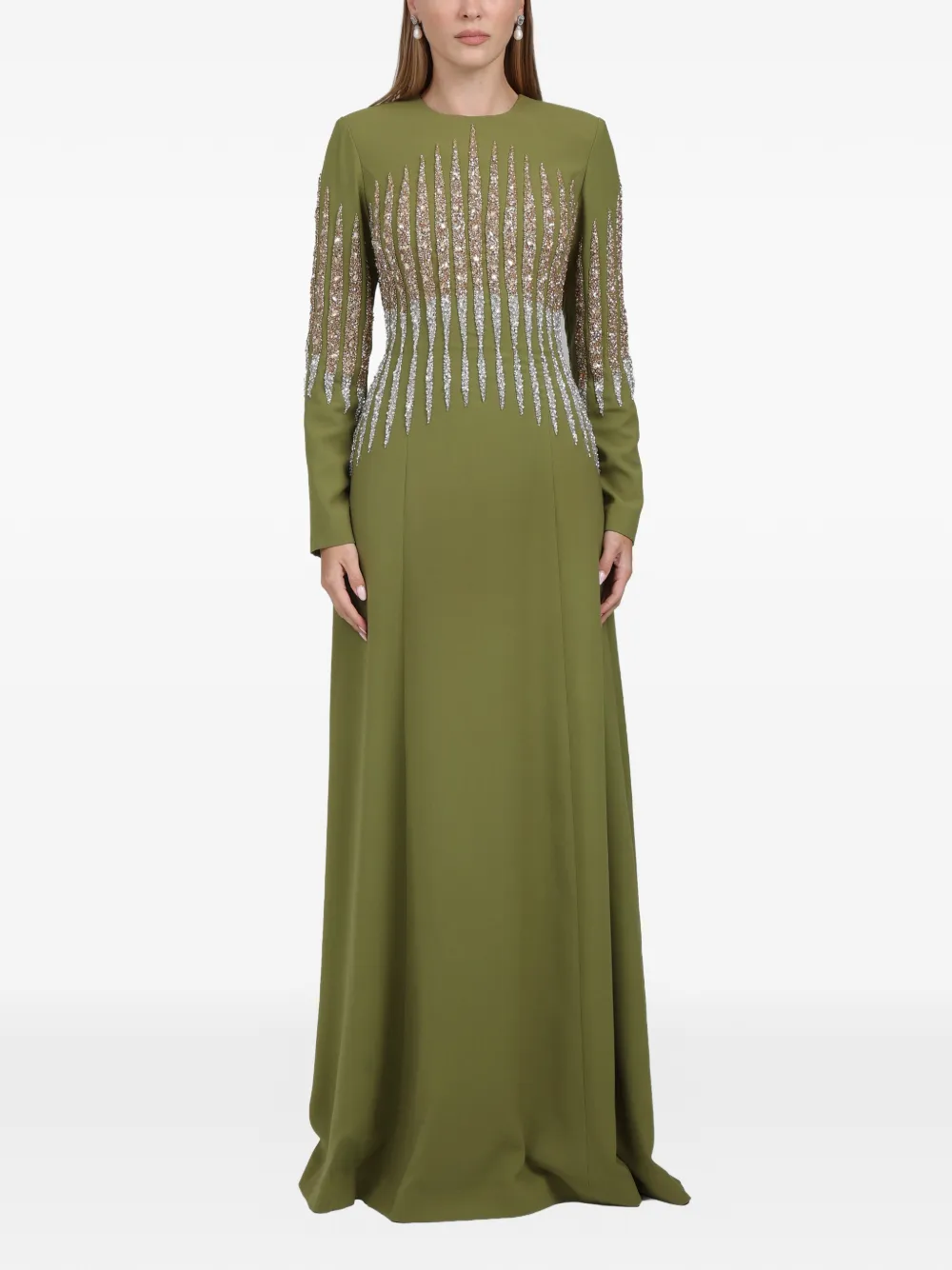 Dina Melwani crystal-embellished maxi dress - Verde