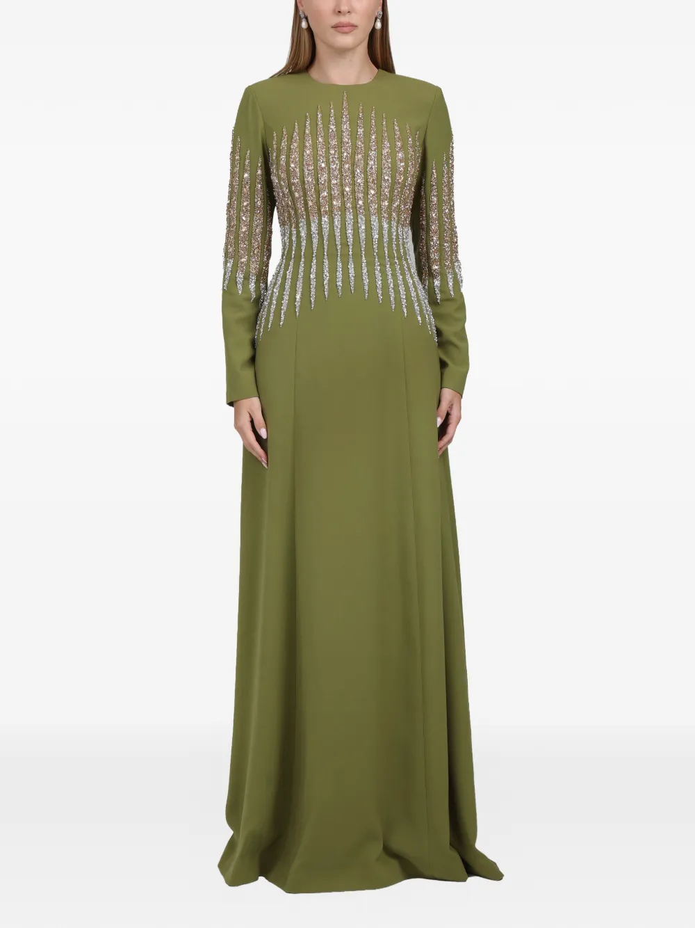 Dina Melwani crystal-embellished maxi dress - Verde