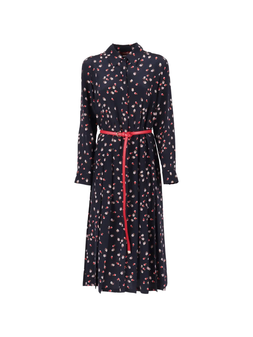 Max Mara floral belted silk dress - Blu