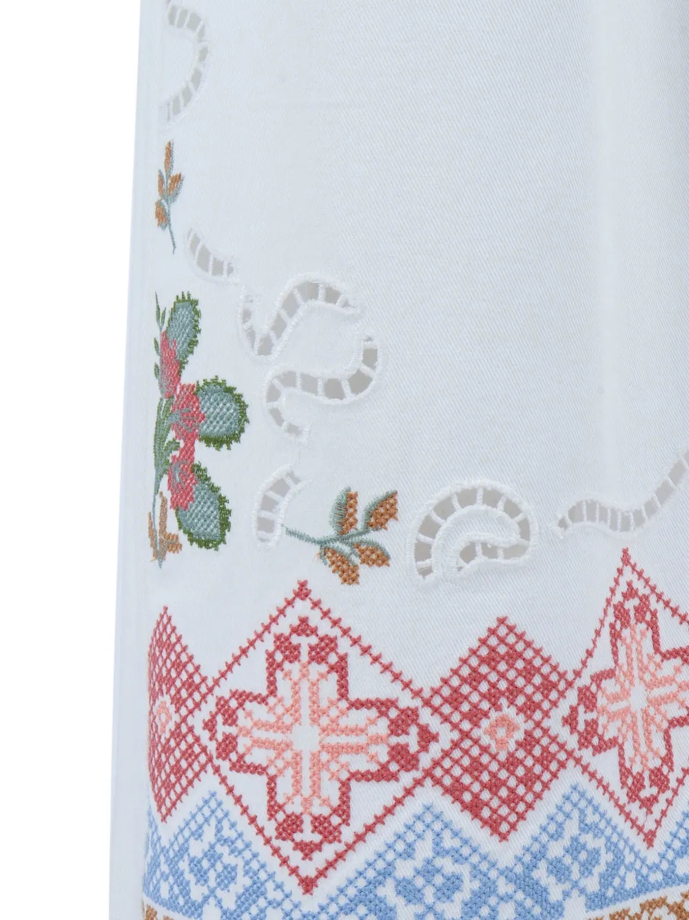 Weekend Max Mara Floral Embroidered Trousers - White 