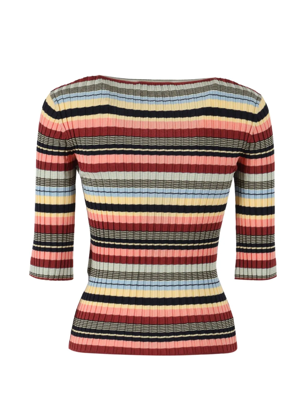  Weekend Max Mara Striped Cropped-sleeve Top - Red 