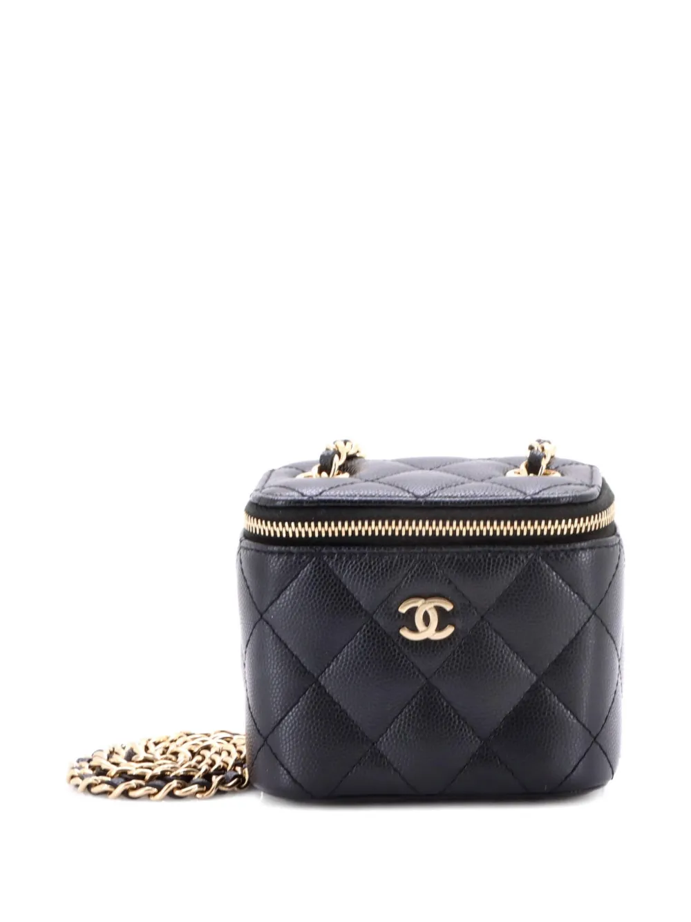 CHANEL Pre-Owned Classic Vanity Case with Chain Quilted Caviar Mini pouch - Nero