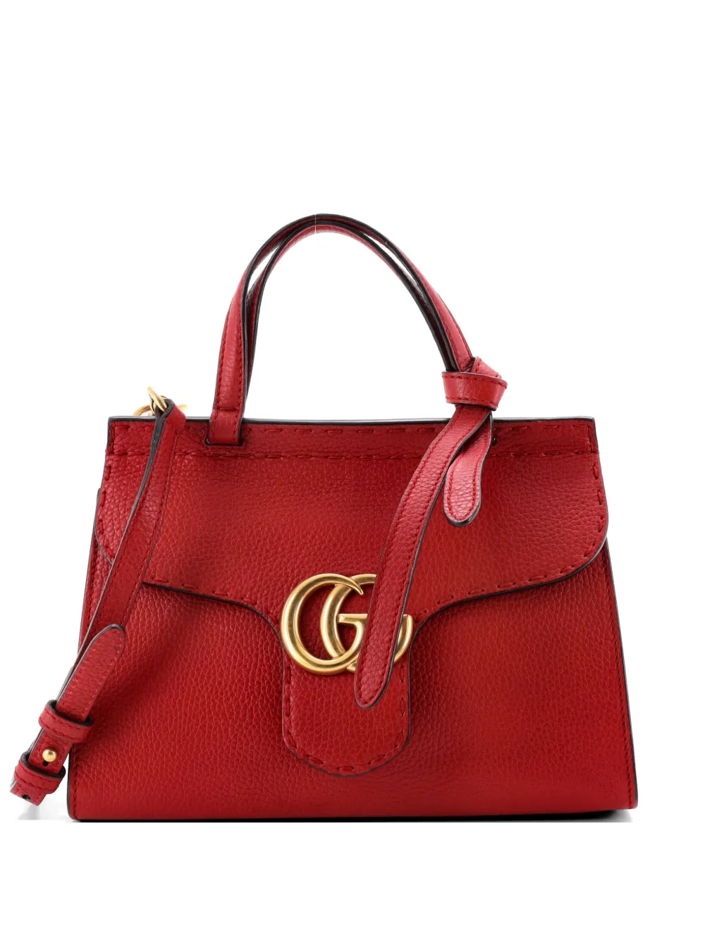 Gucci Pre-Owned GG Marmont Top Handle Bag Leather Mini satchel - Rosso