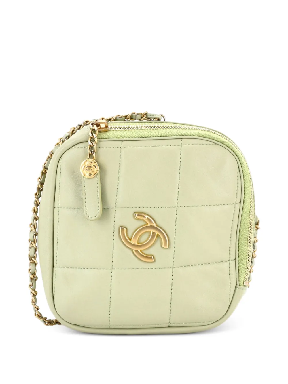 CHANEL Pre-Owned Diamond Chain Quilted Lambskin Small crossbody bag - Verde