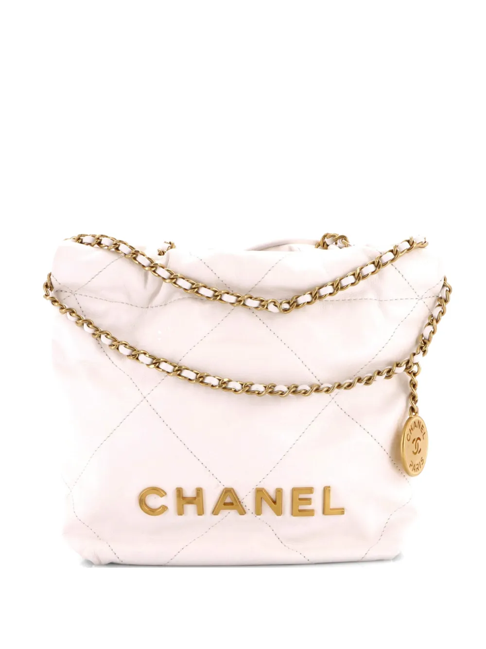 CHANEL Pre-Owned 22 Chain Hobo Quilted Calfskin Mini crossbody bag - Bianco