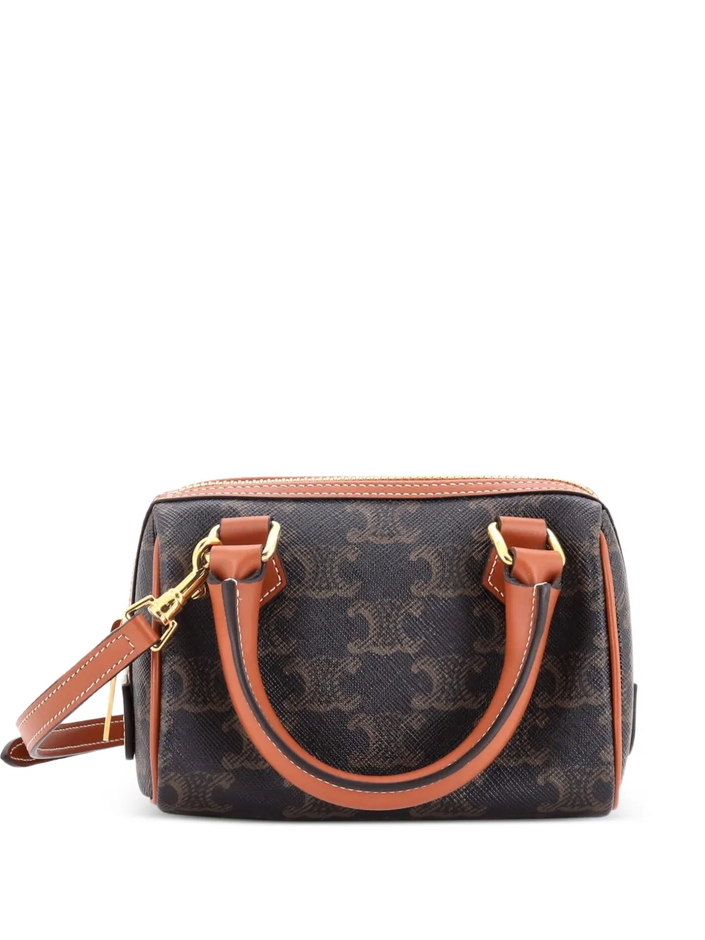 Celine Pre-Owned Boston Bag Triomphe Coated Canvas Mini satchel - Marrone