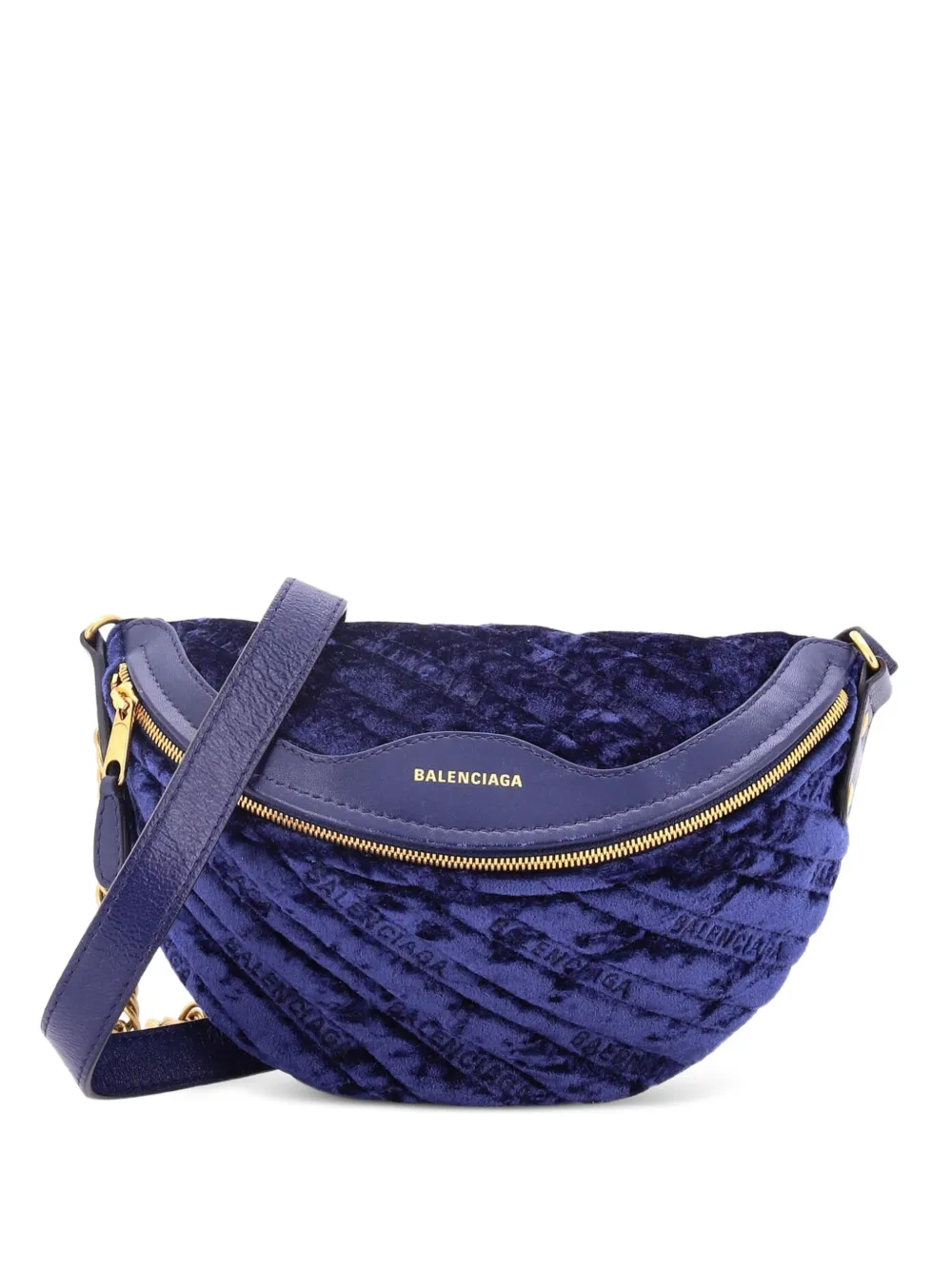 Balenciaga Pre-Owned Souvenir Quilted Velvet XS belt bag - Blu