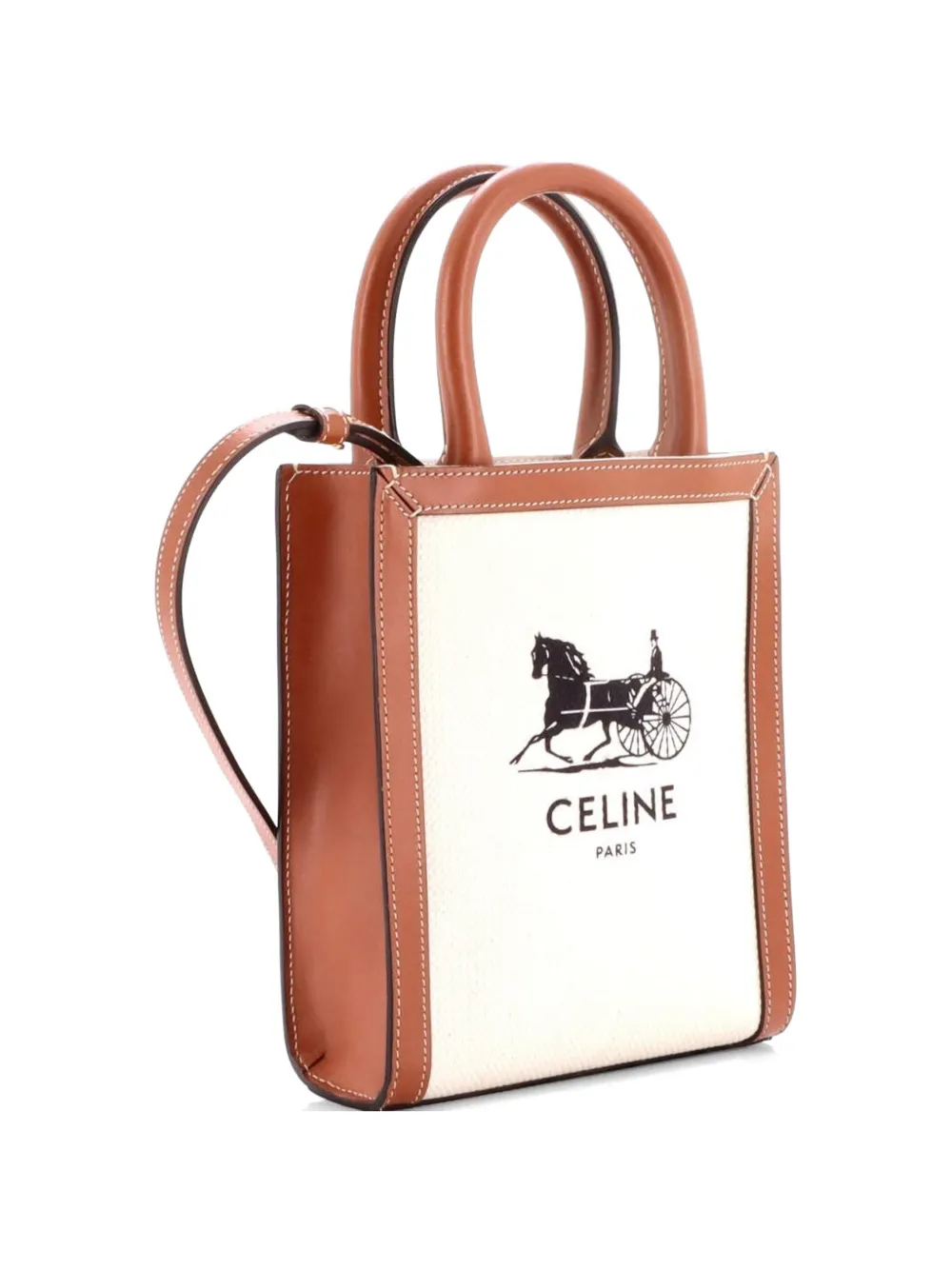 Sulky Vertical Cabas Tote Canvas With Leather Mini Crossbody Bag