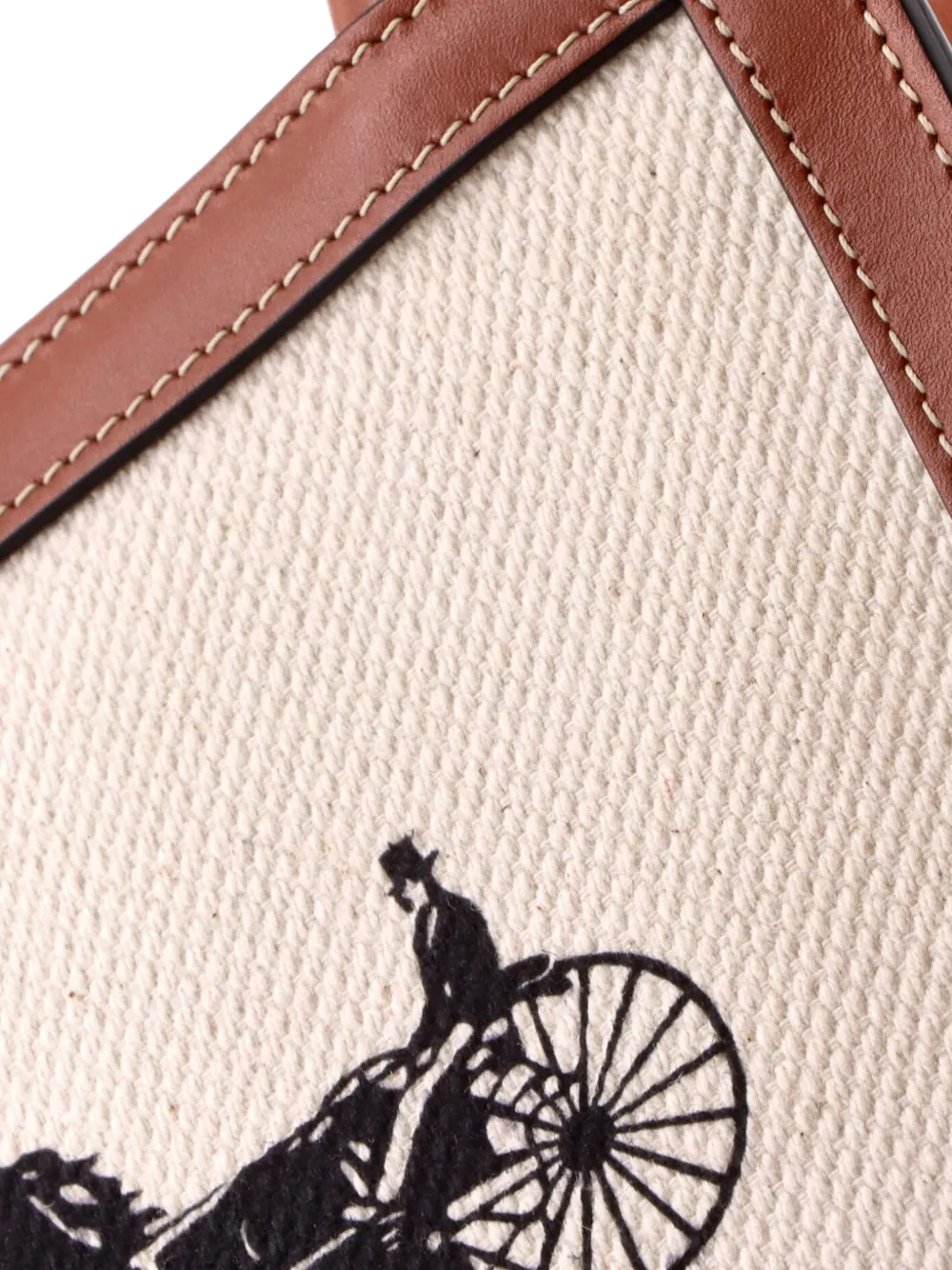 Sulky Vertical Cabas Tote Canvas With Leather Mini Crossbody Bag