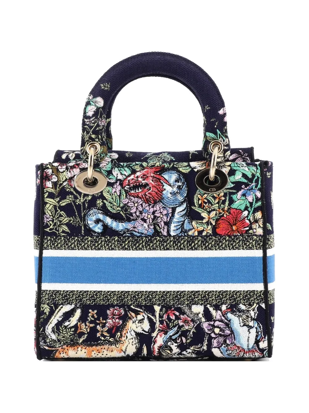 Christian Dior Pre-Owned Borsa a tracolla Lady D-Lite media in tela con ricamo - Blu