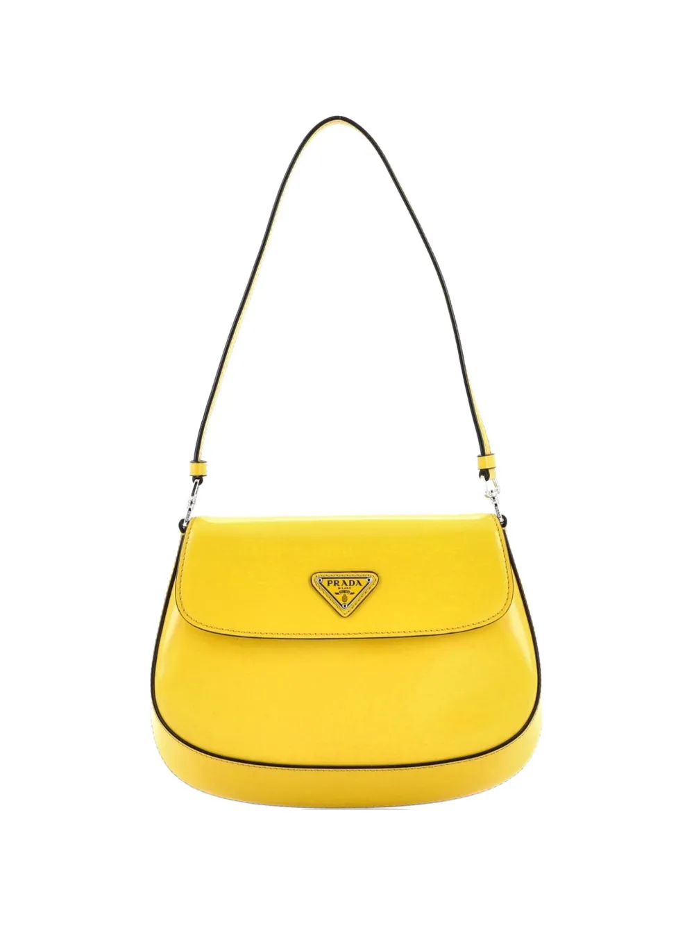 Prada Pre-Owned Cleo Flap Shoulder Bag Spazzolato Leather Small hobo bag - Yellow