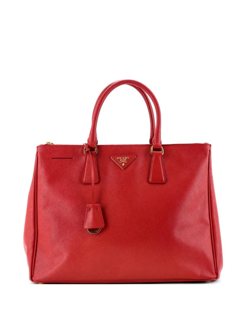 Prada Pre-Owned Borsa tote Lux grande in pelle Saffiano con doppia zip - Rosso