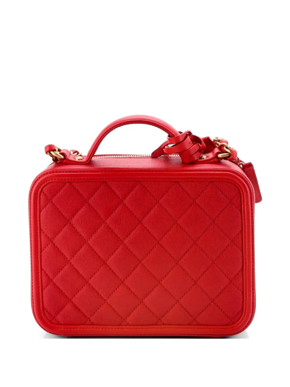 Filigree Vanity Case Quilted Caviar Medium Satchel
