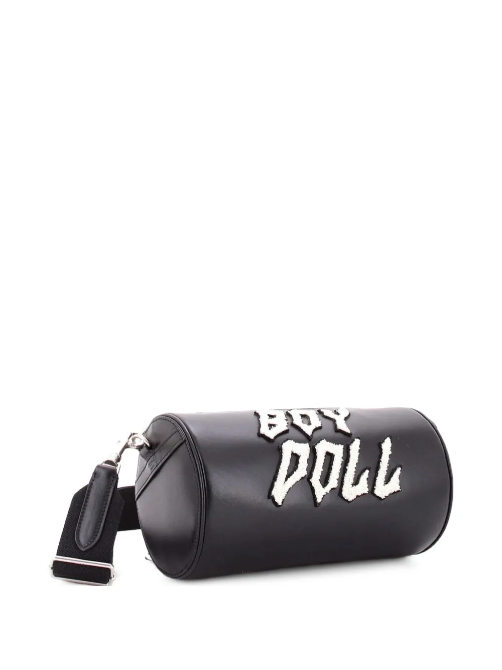 Cylinder Leather With Applique Shoulder Bag