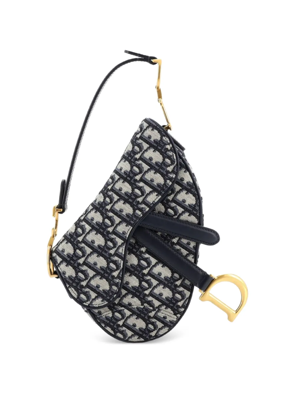 Christian Dior Pre-Owned Borsa a spalla Saddle mini in tela con motivo Oblique - Blu