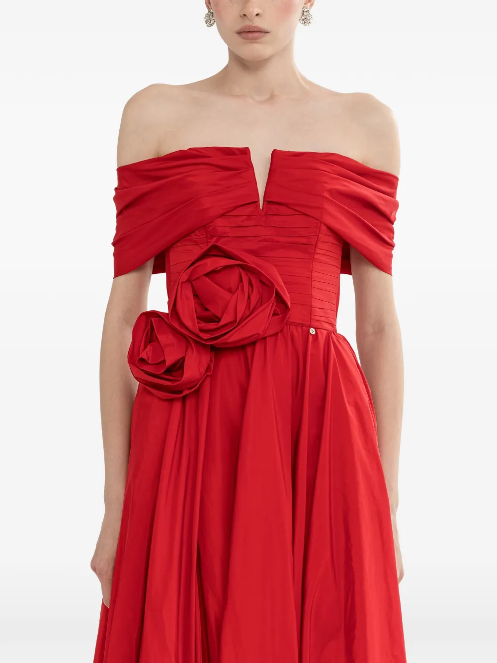 NISSA floral-applique maxi dress - Red