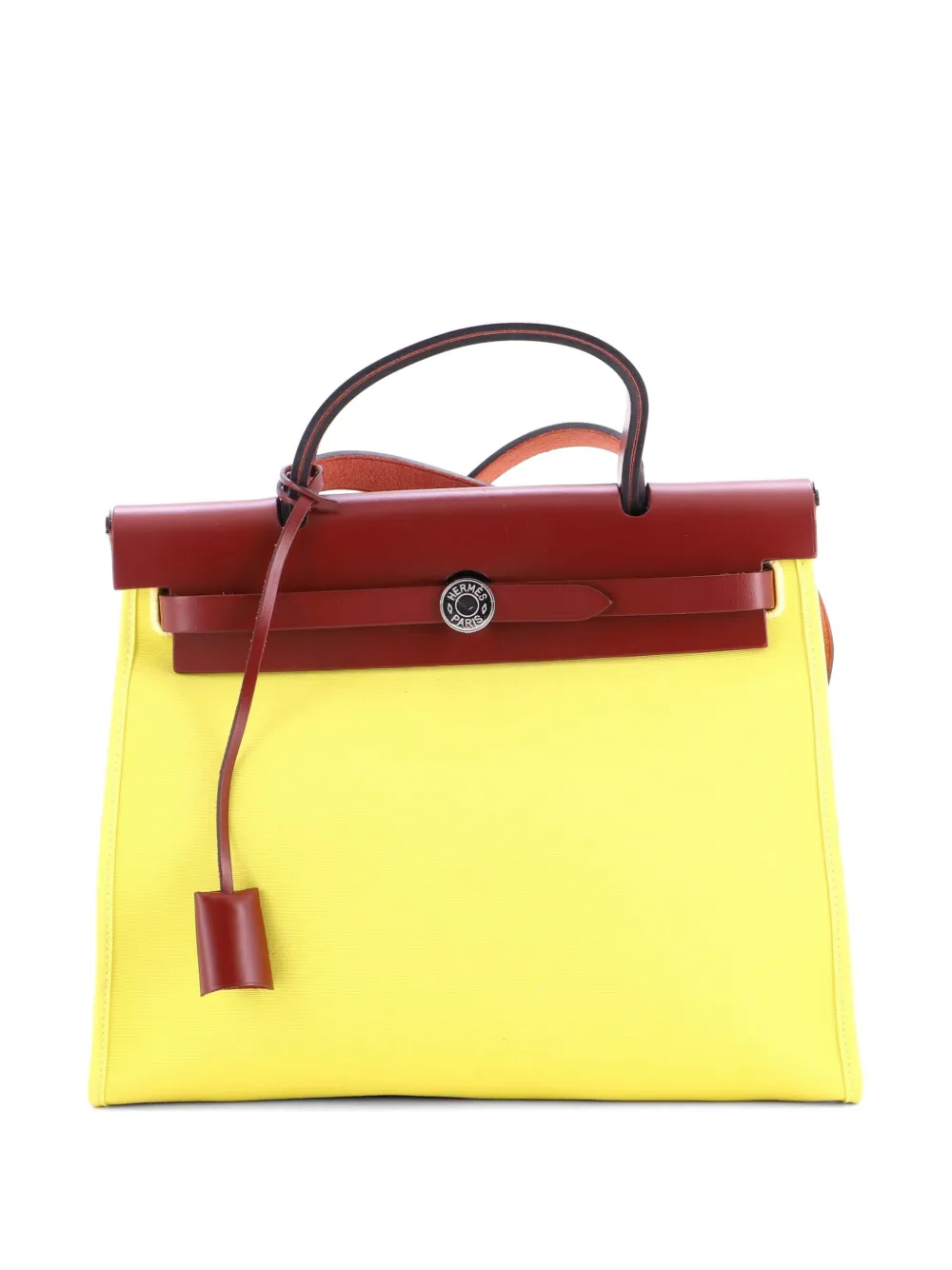 Hermès Pre-Owned Borsa a spalla Herbag 31 in pelle e tela con zip - Giallo