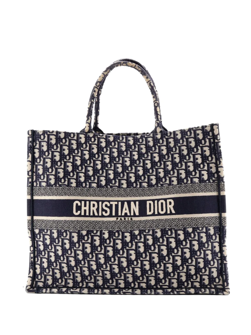 Christian Dior Pre-Owned Große Book Oblique Tote Bag aus Canvas - Blau