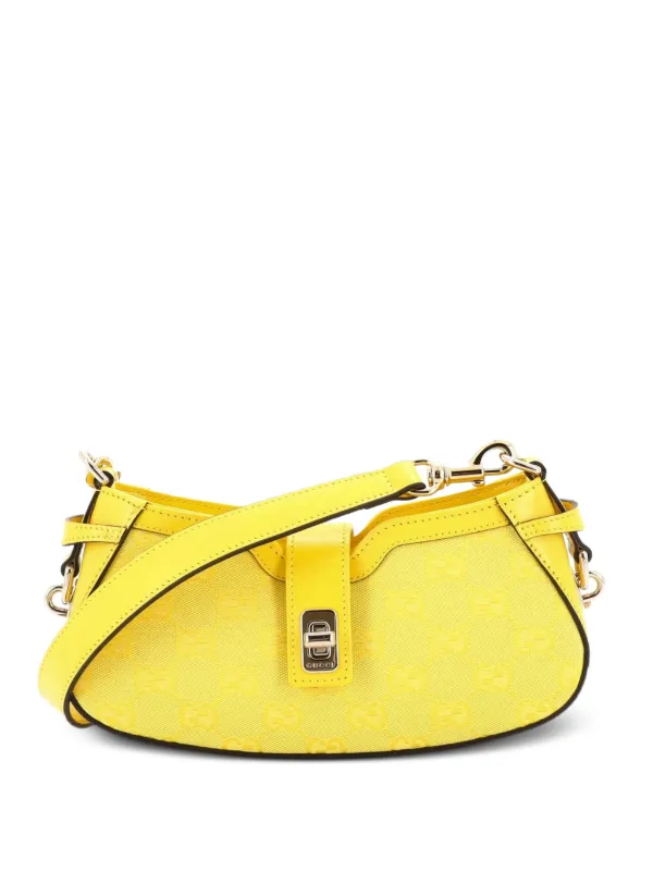 Gucci Pre-owned Moon Side GG Canvas Mini Shoulder Bag in Yellow