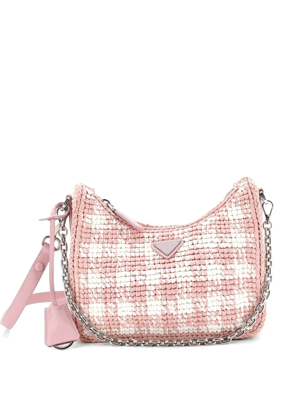 Prada Pre-Owned Borsa a spalla Re-Edition mini in rafia con stampa - Rosa